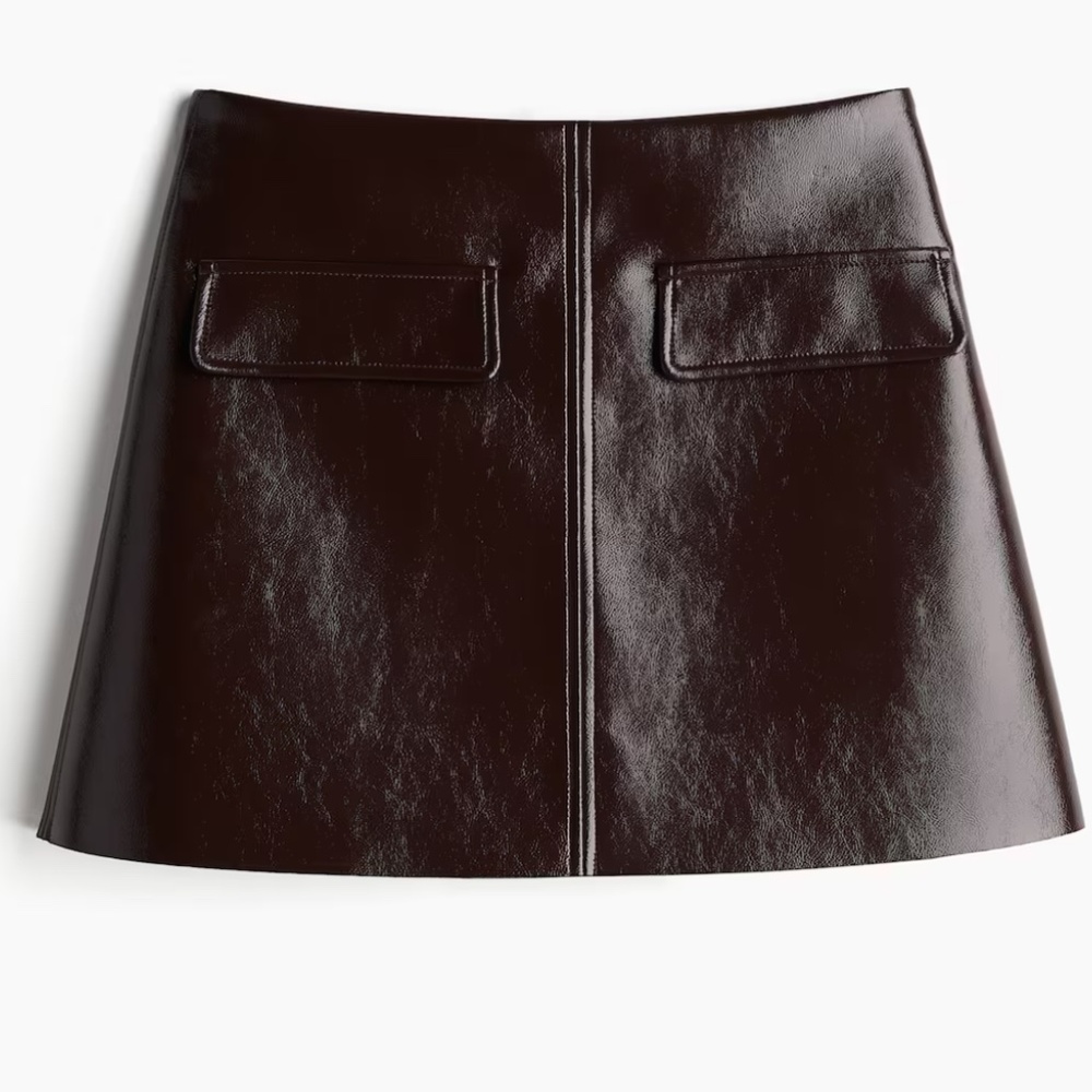 H&M Limited Edition Coated Mini Skirt Burgundy